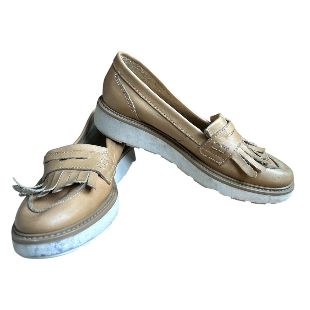 Women’s Stilmoda Genuine Tan Leather Tassel Loafers Size 38 (7) Made In Italy